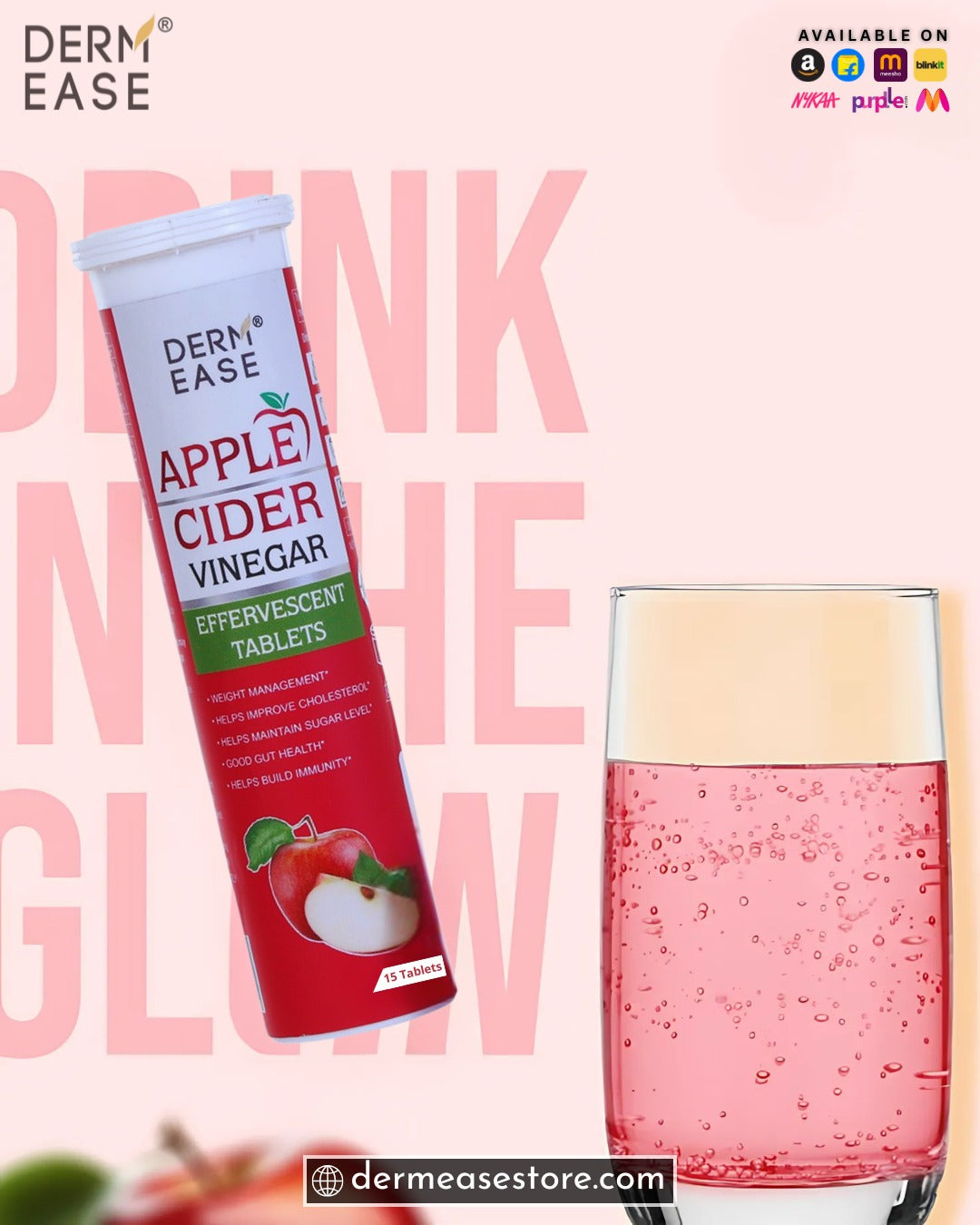 Drink the Glow: Discover the Power of Dermease Apple Cider Vinegar Effervescent Tablets