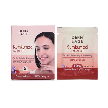 Derm Ease Kumkumadi Facial Kit packaging on a white background Derm Ease Kumkumadi Facial Kit packaging on a white background