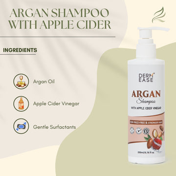Derm Ease Argan Shampoo with Apple Cider on a beige background Derm Ease Argan Shampoo with Apple Cider on a beige background