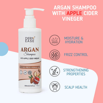 DermEase Argan shampoo with Apple Cider Vinegar on a pink background DermEase Argan shampoo with Apple Cider Vinegar on a pink background