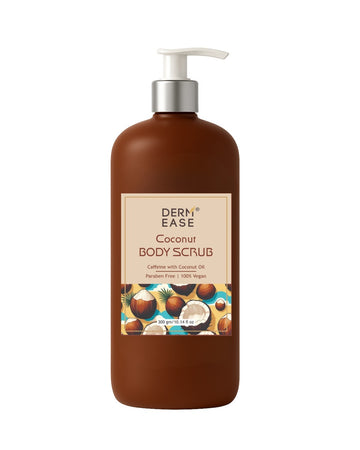 Derm-Ease Coconut Body Scrub bottle on a white background Derm-Ease Coconut Body Scrub bottle on a white background