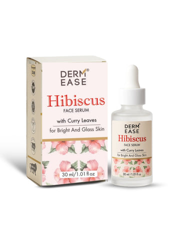 Derm Ease Hibiscus Face Serum packaging with floral design on a white background Derm Ease Hibiscus Face Serum packaging with floral design on a white background