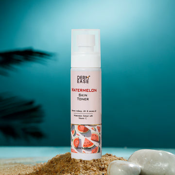 Derm Ease Watermelon Skin Toner bottle on a natural background Derm Ease Watermelon Skin Toner bottle on a natural background
