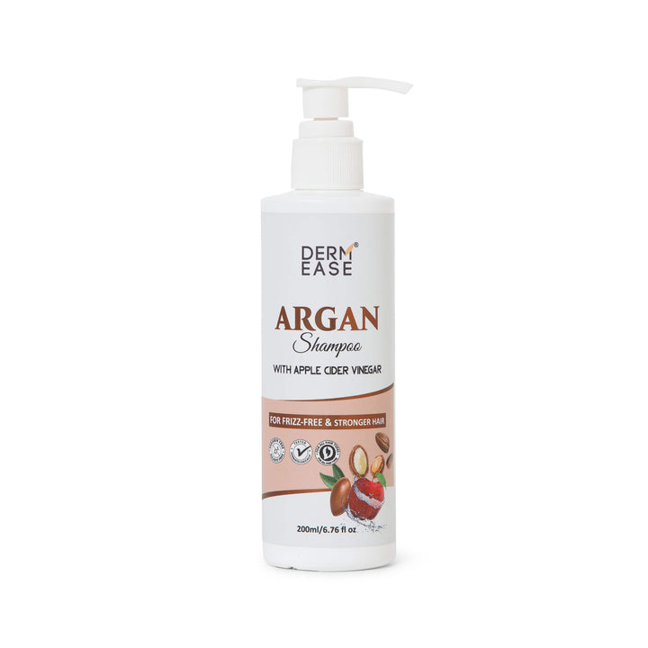 DermEase Argan Shampoo bottle with pump on a white background