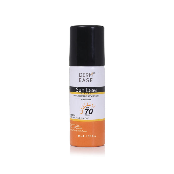 Derm Ease Sun Ease sunscreen spray bottle on a white background