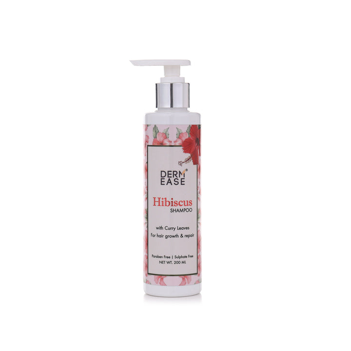 Derm Ease Hibiscus shampoo bottle on a white background