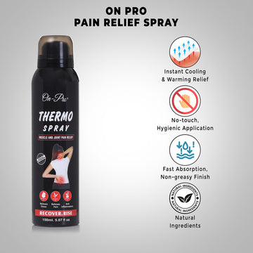 On Pro Thermo Spray bottle with features on a gray background On Pro Thermo Spray bottle with features on a gray background