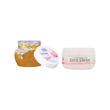 This image features a combination of skincare products from the brand KESAR. The products displayed include a jar of KESAR Gel and a tube of KESAR Cold Cream. This image features a combination of skincare products from the brand KESAR. The products displayed include a jar of KESAR Gel and a tube of KESAR Cold Cream.