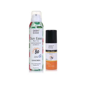 Two Derm Ease Sun Ease Sunscreen sprays on a white background Two Derm Ease Sun Ease Sunscreen sprays on a white background