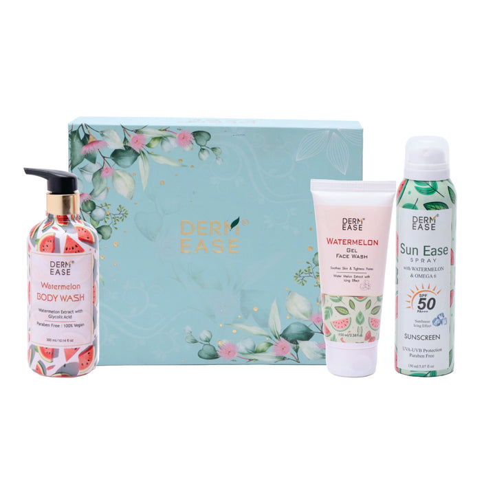 Watermelon Gift pack Body Wash, Face Wash, Sun Ease Sunscreen SPF 50 PA+++ Watermelon & OMEGA 6
