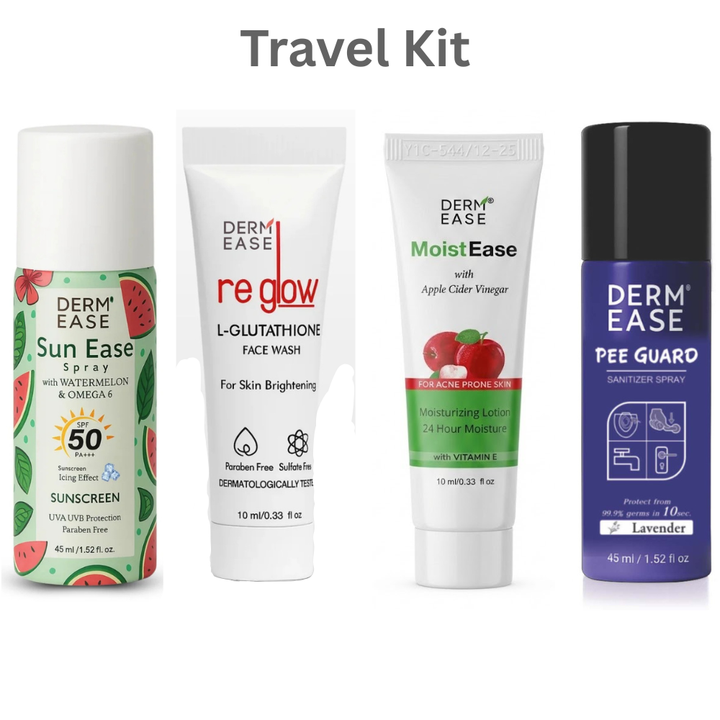 SUNSCREEN SPF 50 SPRAY 45ML+Pee Guard 45ML Lavender+Moist Ease Apple Cider lotion 10ML + Re Glow Face Wash 10ML