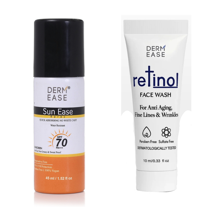 SUNSCREEN SPF 70 PA+++ SPRAY 45ML + RETINOL FACE WASH 10ML