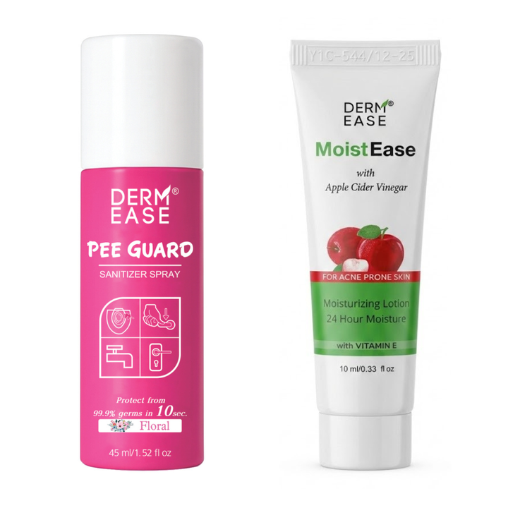 PEE GUARD SPRAY 45ML FLORAL + MOIST EASE APPLE CIDER LOTION 10ML