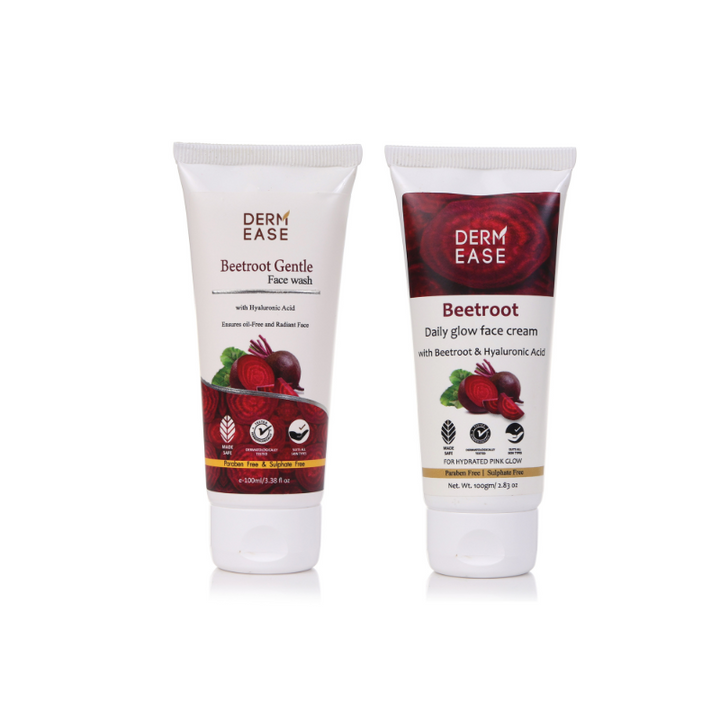 BEETROOT GANTLE FACE WASH WITH BEETROOT DAILY GLOW FACE CREAM COMBO
