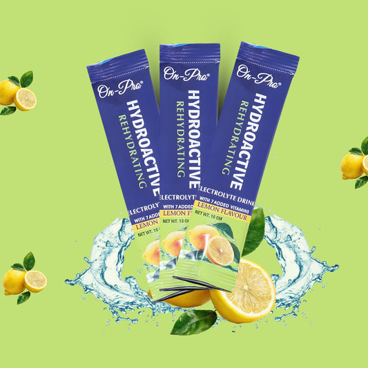 ON-PRO HYDROACTIVE REHYDRATING ELECTROLYTE DRINK LEMON FLAVOUR ( 3 SACHETS )