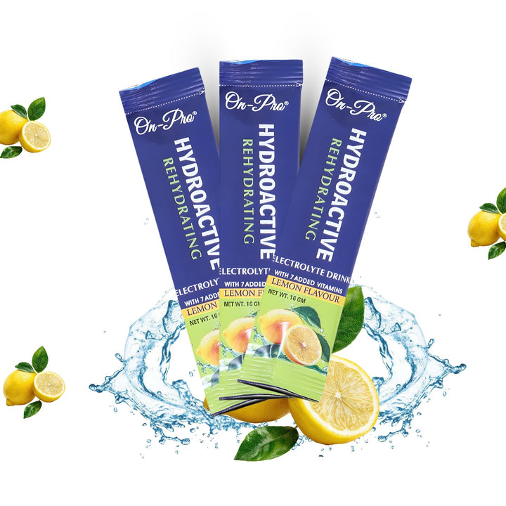 ON-PRO HYDROACTIVE REHYDRATING ELECTROLYTE DRINK LEMON FLAVOUR ( 3 SACHETS )