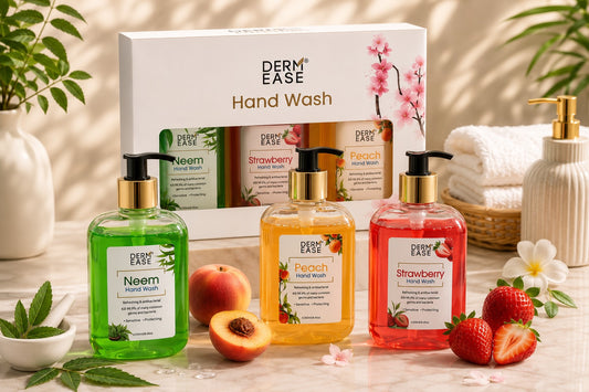 DERM EASE Hand Wash Combo – Neem, Strawberry & Peach (Set of 3)