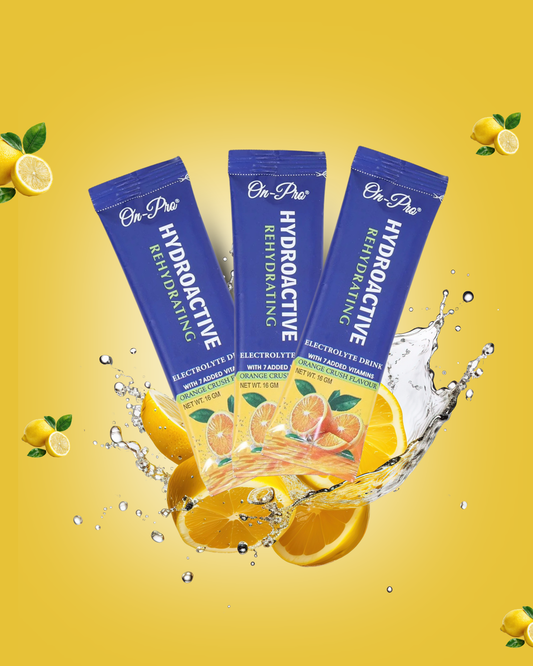ON-PRO HYDROACTIVE REHYDRATING ELECTROLYTE DRINK ORANGE CRUSH FALVOUR ( 3 SACHET )