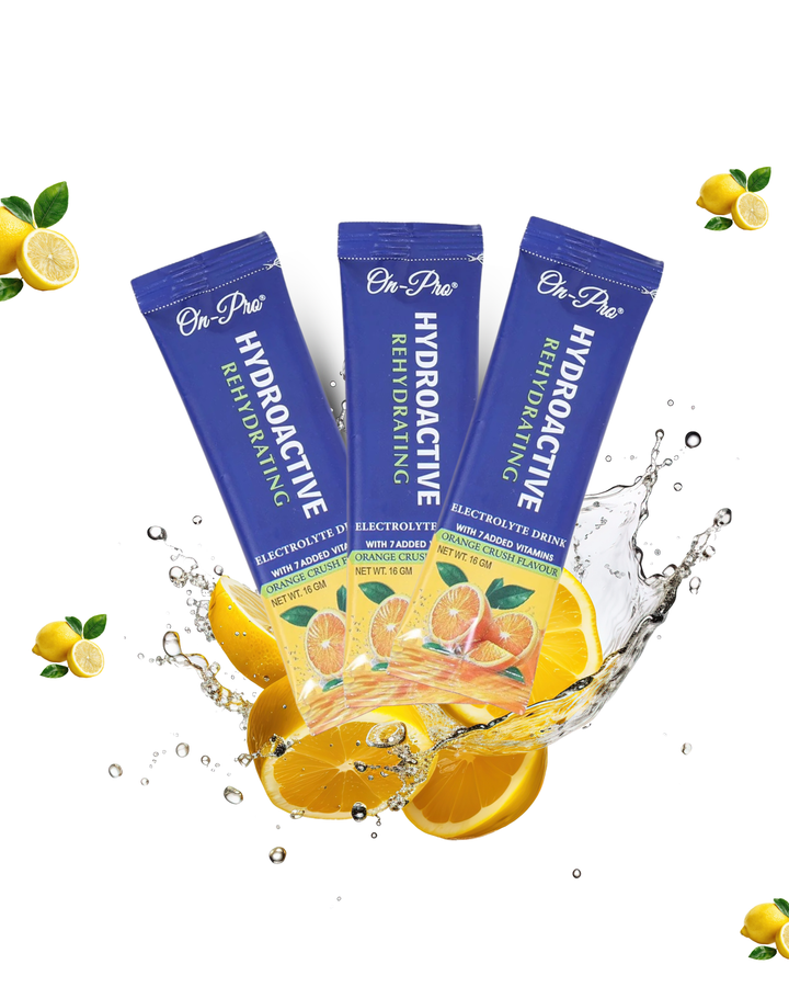 ON-PRO HYDROACTIVE REHYDRATING ELECTROLYTE DRINK ORANGE CRUSH FALVOUR ( 3 SACHET )